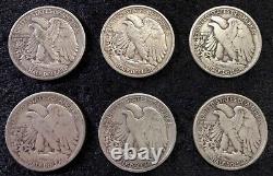 Walking Liberty Half Dollars Roll Of 20 All Different 90% Silver $10 Fv