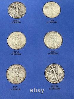 Walking Liberty Silver Half Dollar- 30 pc. COMPLETE Blue Whitman Album