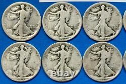 Walking Liberty Silver Half Dollar Coin Lot of 10 Halves Dated 1917-1929 #WS2