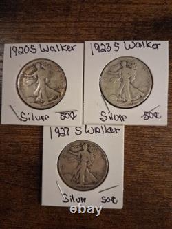 Walking Liberty Silver Half Dollar Lot 90% Silver 1920-S, 1923-S