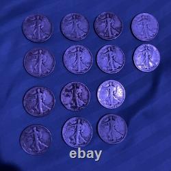 Walking Liberty Silver Half Dollars Mixed Years, Lot of 14