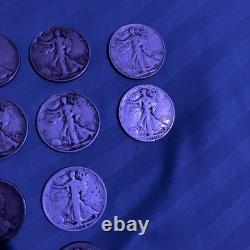 Walking Liberty Silver Half Dollars Mixed Years, Lot of 14