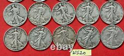 Walking Liberty Silver Half Dollars Roll Lot of 20 SAN FRANCISCO MINT Coins WS20