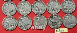 Walking Liberty Silver Half Dollars Roll Lot of 20 SAN FRANCISCO MINT Coins WS20