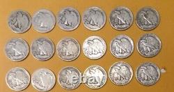 Walking liberty silver half dollar lot of 18,1917 18,20,39,40,41,42,43,44,45,46