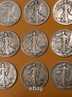 Walking liberty silver half dollar lot of 18,1917 18,20,39,40,41,42,43,44,45,46