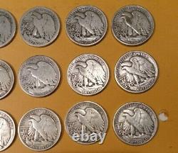 Walking liberty silver half dollar lot of 18,1917 18,20,39,40,41,42,43,44,45,46